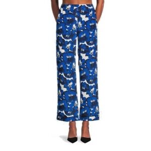 The Kooples Wmn Size FR 4/US XL Floral Silk Pull On Pants Blue * SEE SIZE CHART*